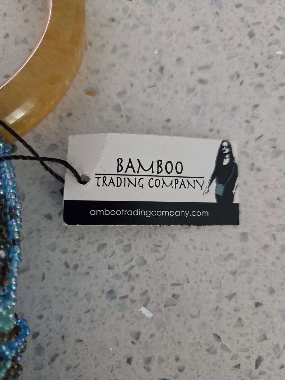 Bamboo Trading Company Mermaid Shimmer Beaded Handbag Wooden Bangle Handle NWT